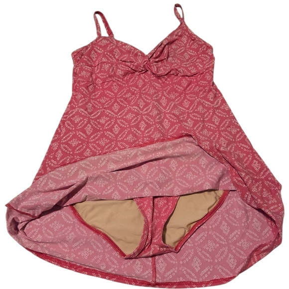 Lands END Women's Swim Dress One Piece Underwire Bra Pink Size 10 Thin Straps - Picture 8 of 8
